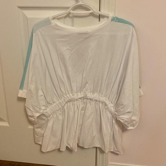 Zara short Sleeves Turquoise Flower T shirt cotton Top - Picture 2 of 5